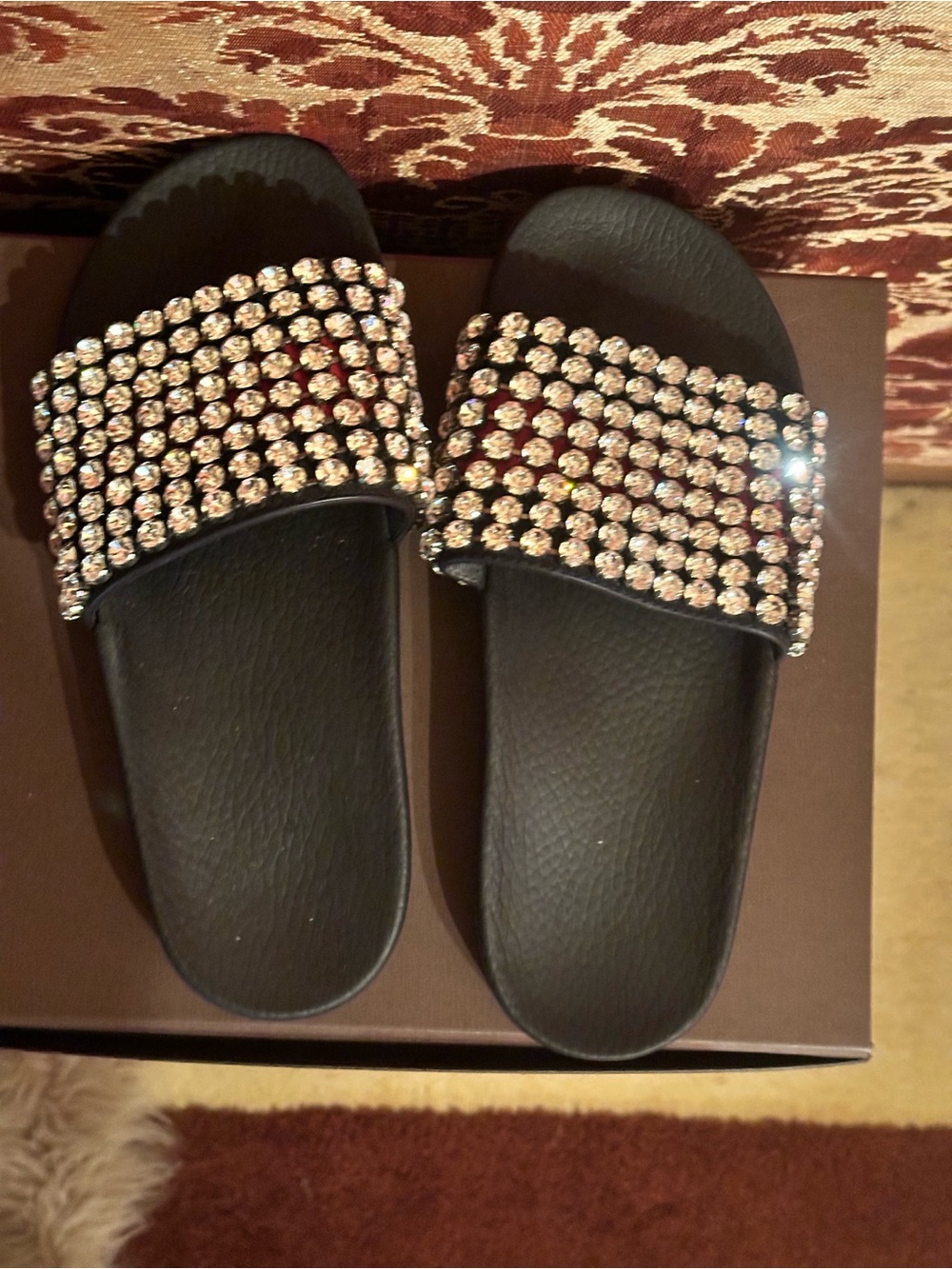 Gucci Black Crystal-Studded Slide Sandals with Multicolor Stones - Picture 5 of 5